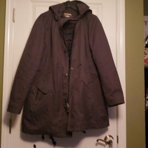 XL dark grey black lined coat with hood